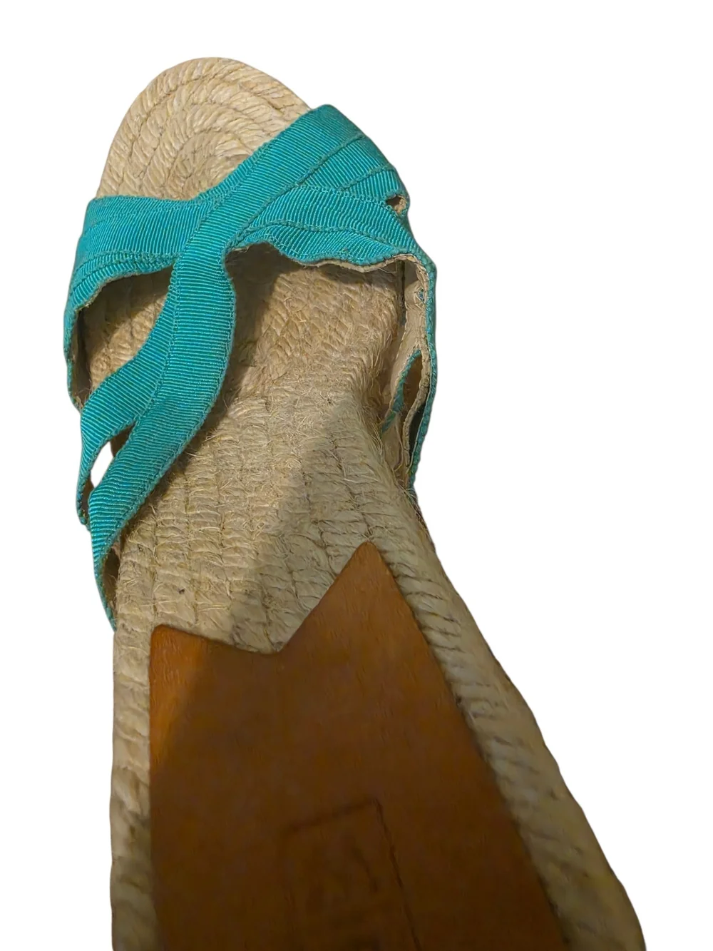 Stubbs & Wootton Woven Cross-Strap Wedge Espradille Sandals in Teal - 38